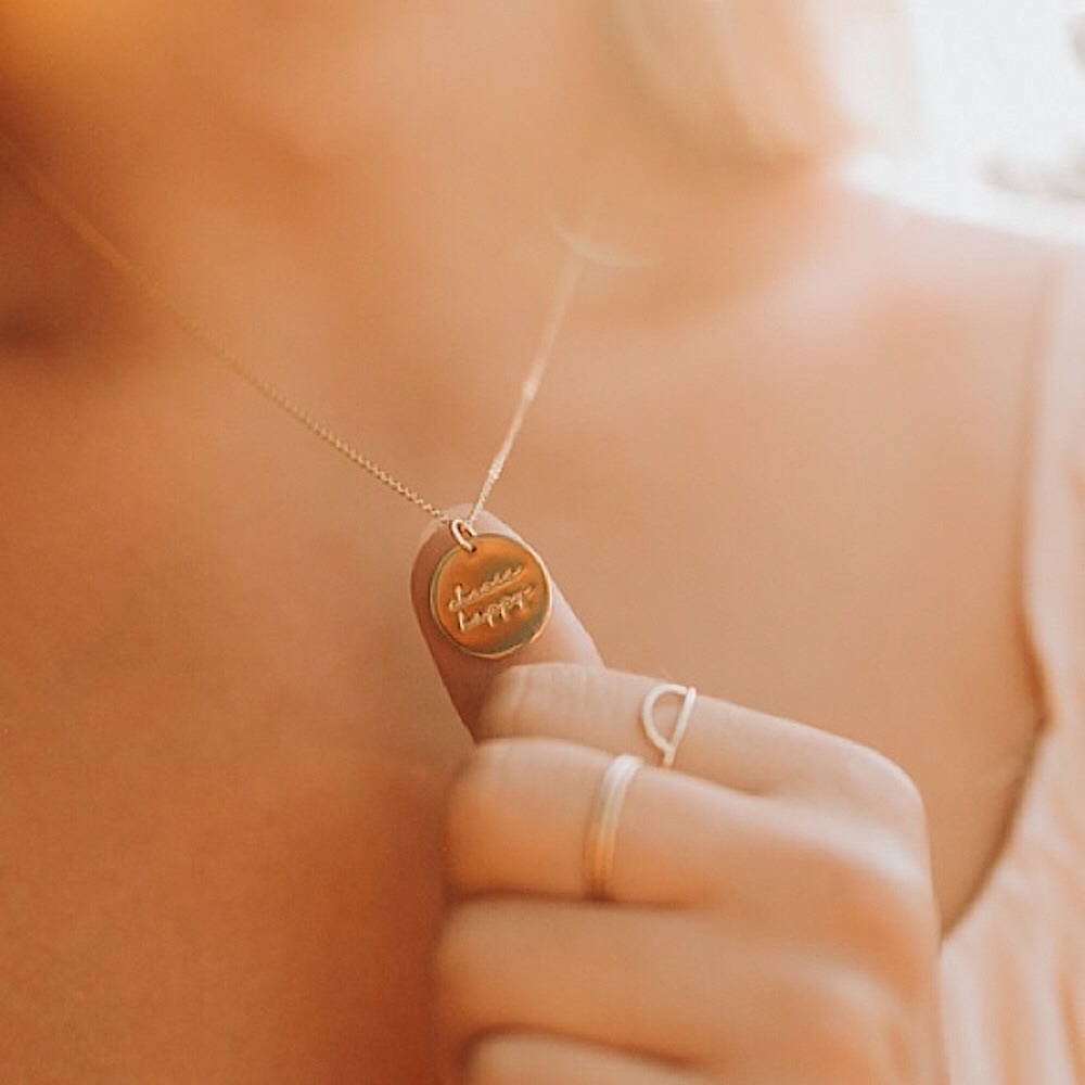 Choose Happy Mantra Meditative Mini Charm Necklace